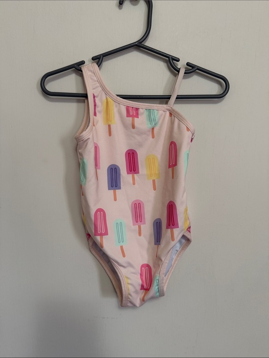 monica + andy Other - Girls' One-Shoulder Pink Popsicle One-Piece Swimsuit
